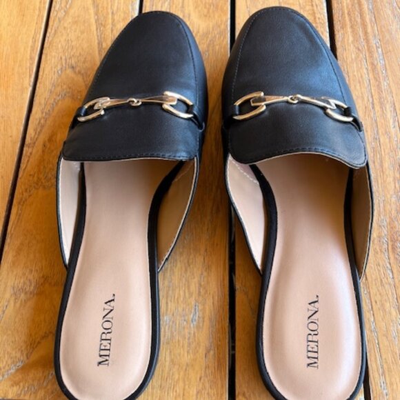 EUC Merona Women’s Black Mules Size 10 - Picture 2 of 16